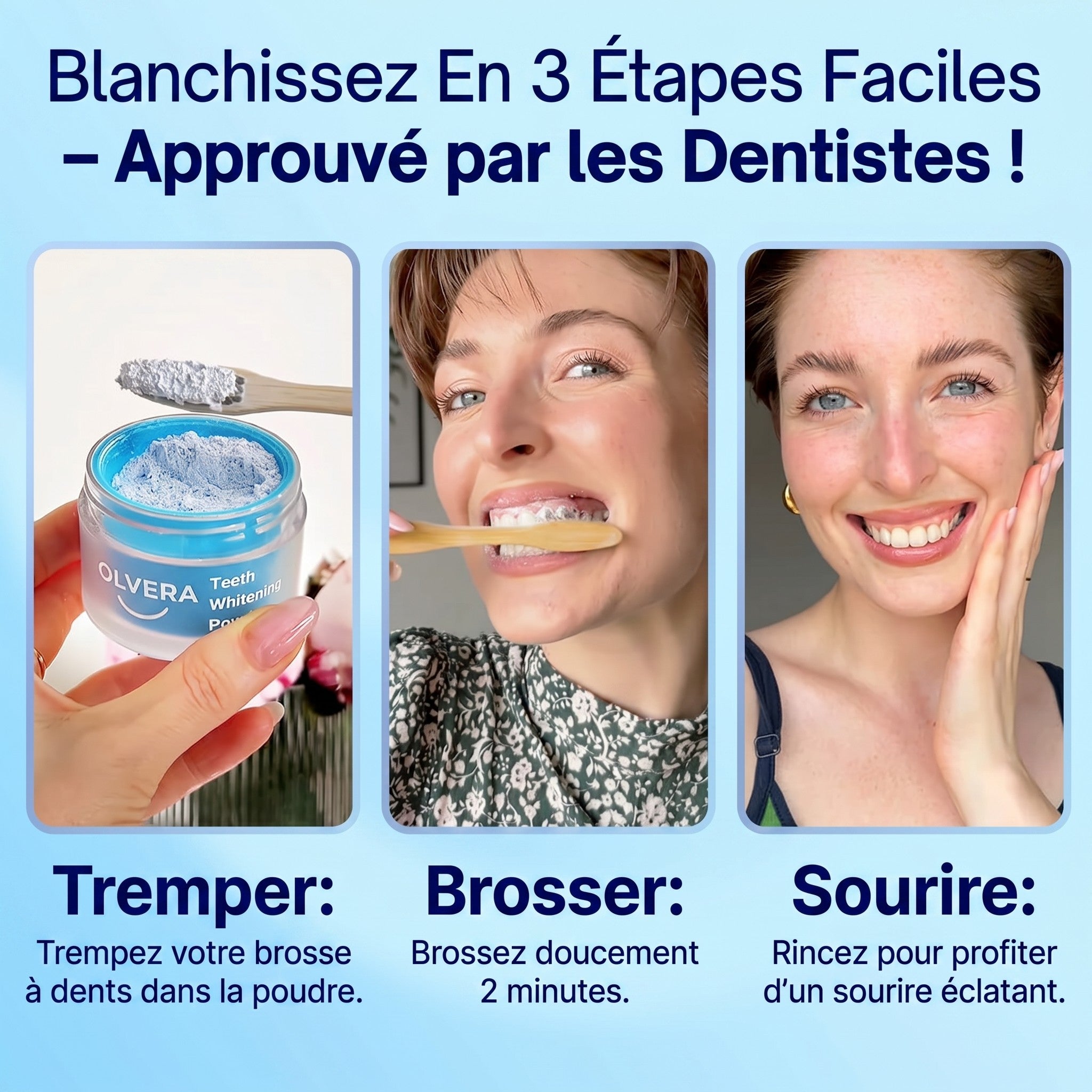 Poudre de blanchiment des dents approuvée par les dentistes