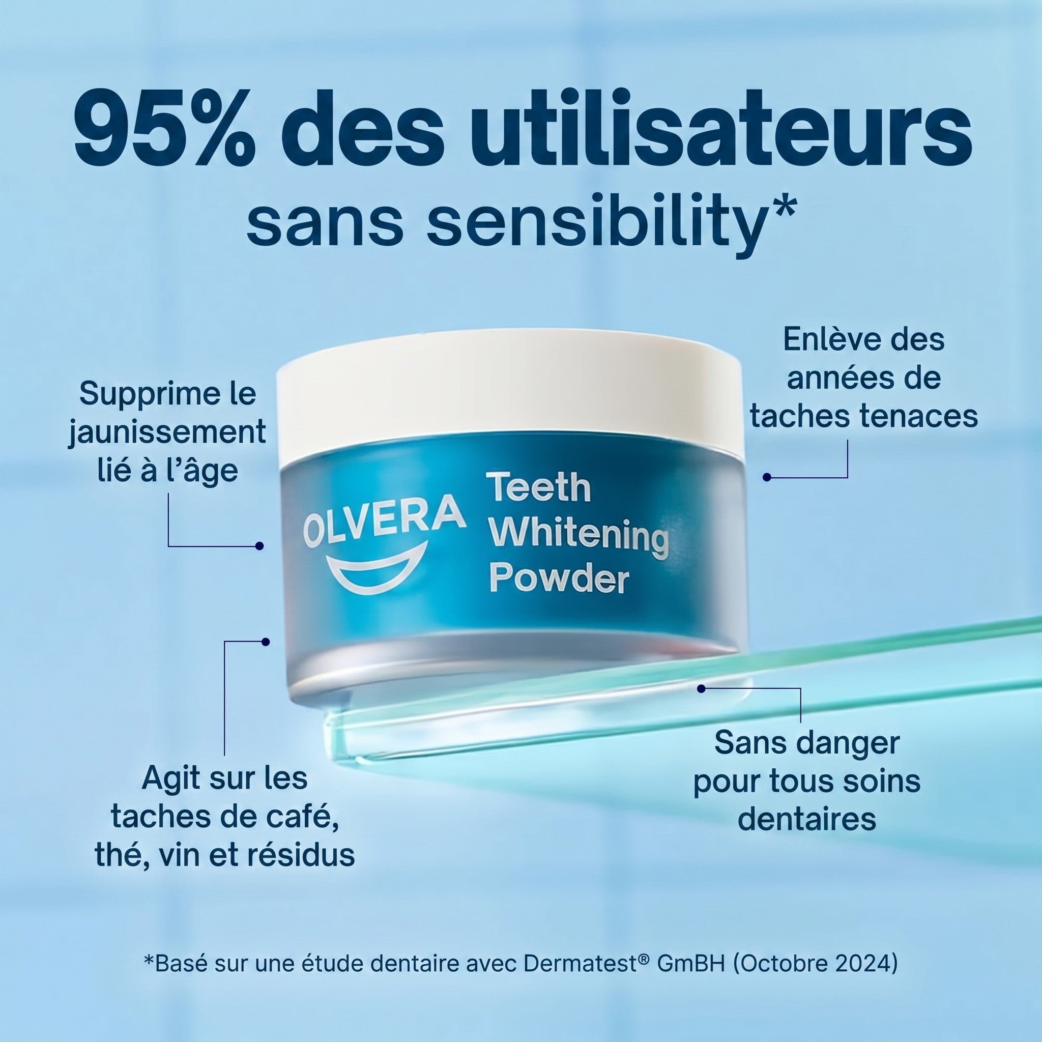 Poudre de blanchiment des dents approuvée par les dentistes
